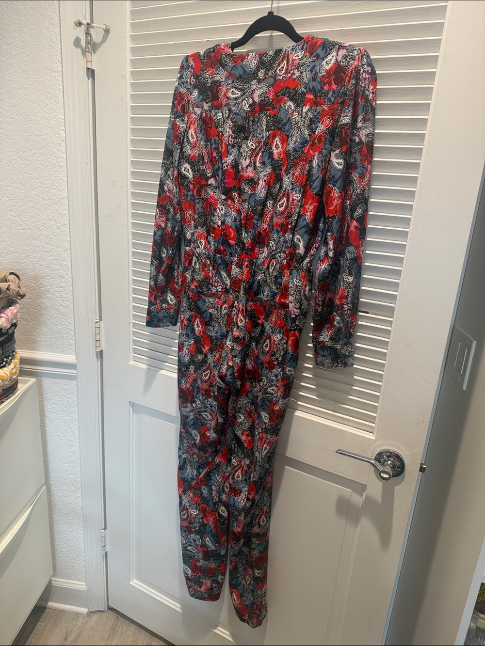 The Kooples Red and Blue Floral Wrap Jumpsuit size 1 - Picture 8 of 11
